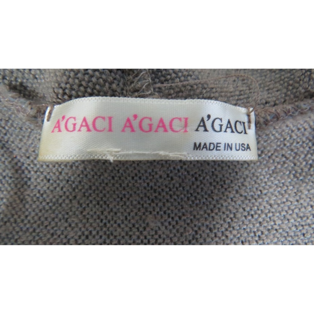A'GACI Open Front Cardigan Women Taupe Drape Long USA Acrylic Blend 18x33.5 - Picture 3 of 7
